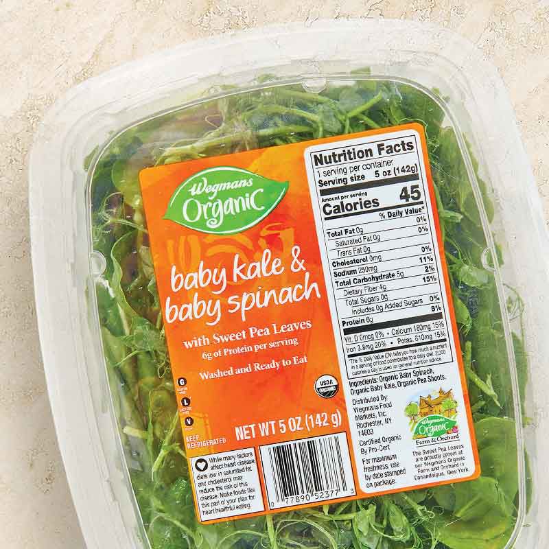 New! Organic Spinach, Kale & Sweet Pea Leaves