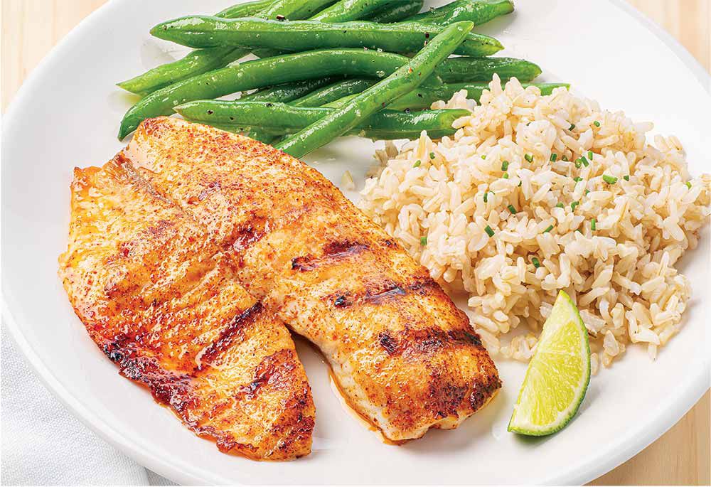 Grilled Chili Lime Tilapia with Brown Rice and Green Beans