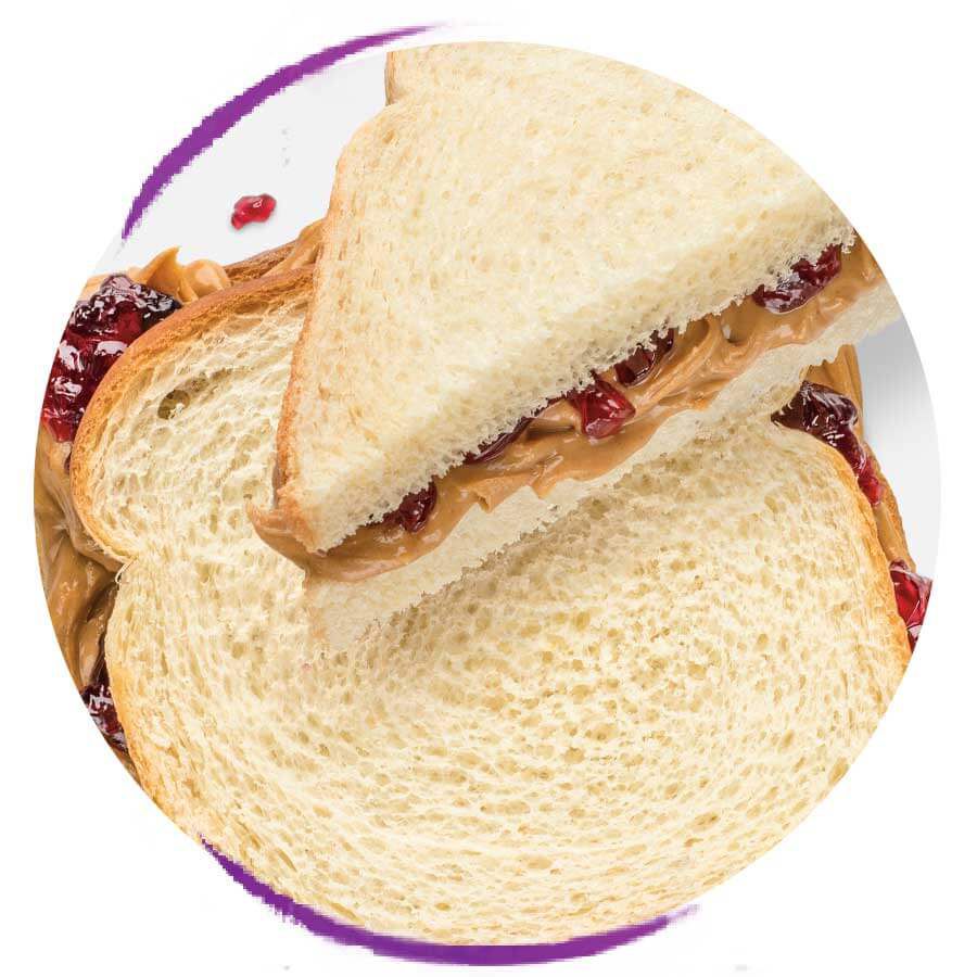 Peanut butter and jelly sandwich as a snack during your game