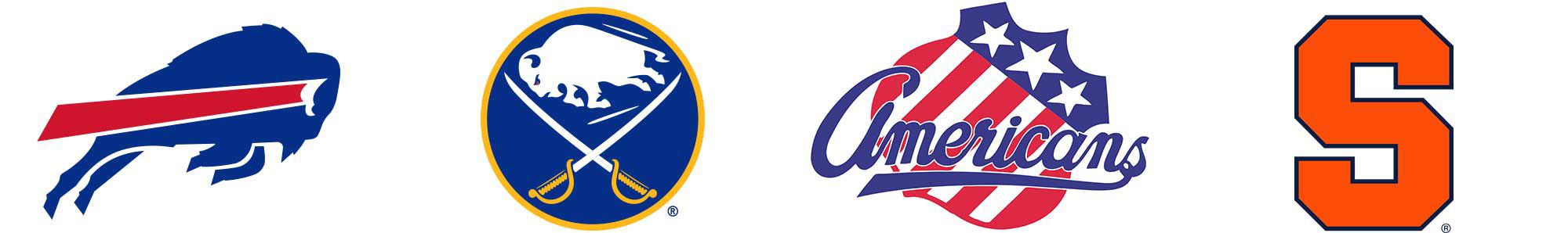 Logos of Wegmans sports partners, Buffalo Bills, Buffalo Sabres, Rochester Americans, and Syracuse University Athletics