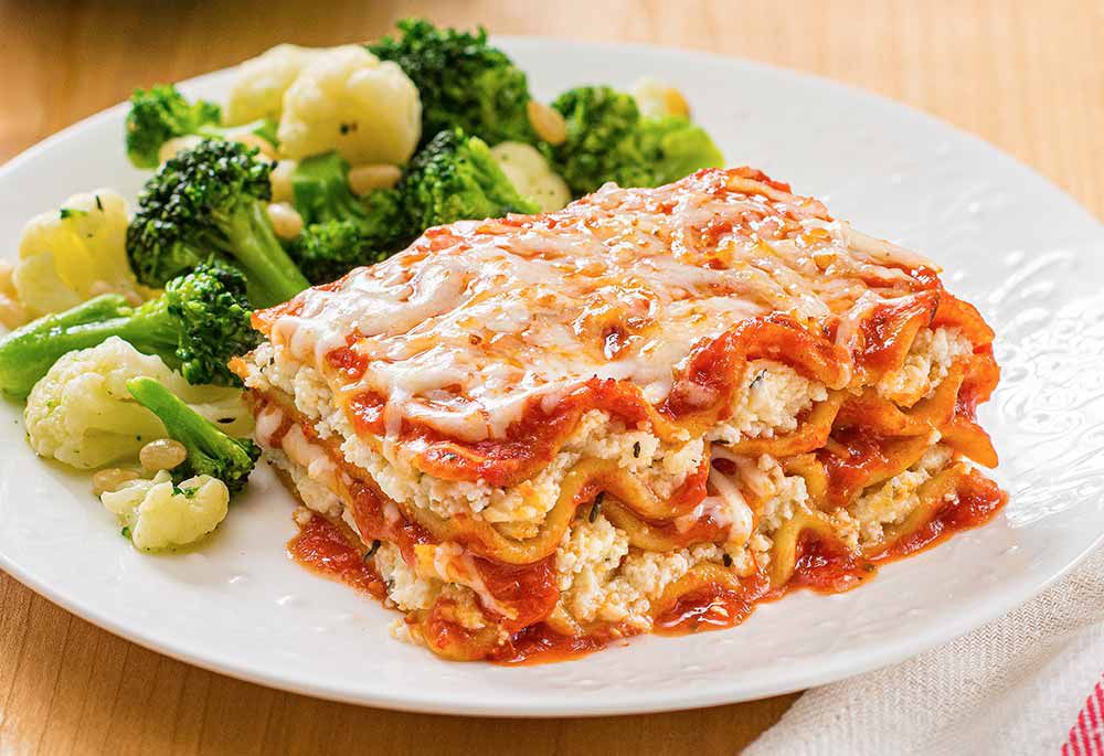 Cheese Lasagna with Broccoli and Cauliflower