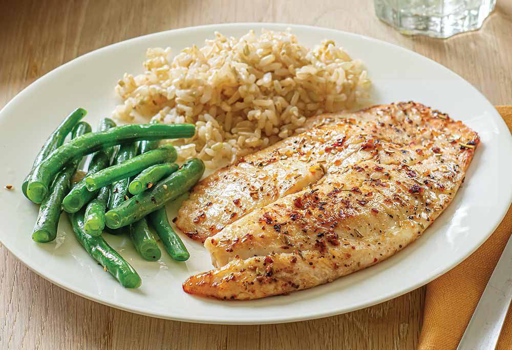 Rosemary Lemon Tilapia with Green Beans and Brown Rice