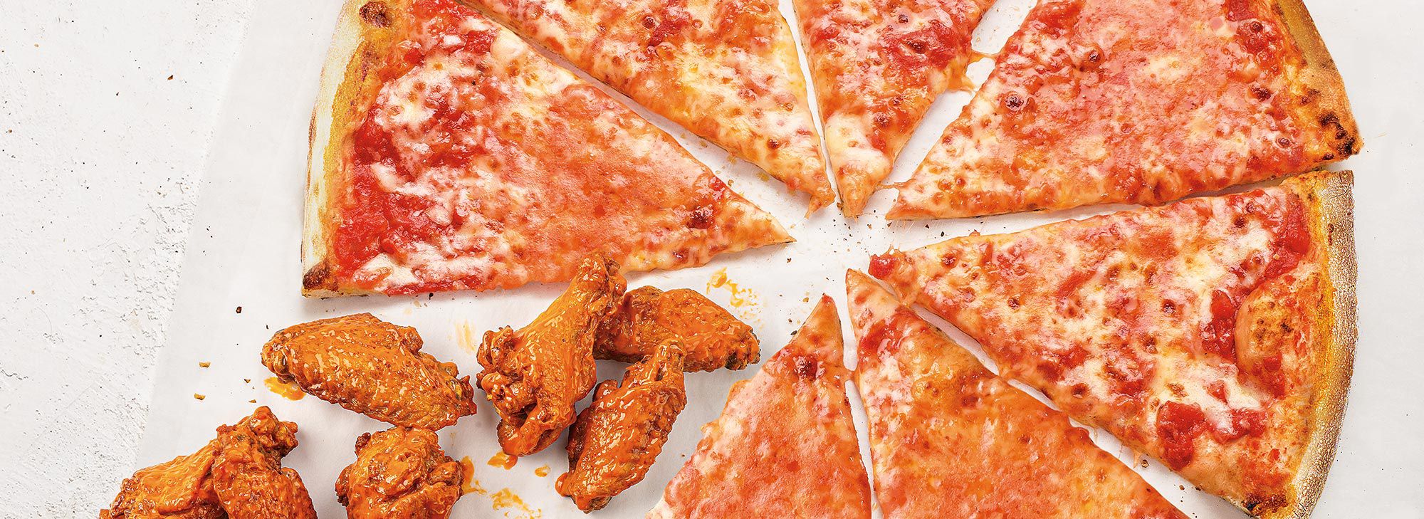 Halloween pizza and wings