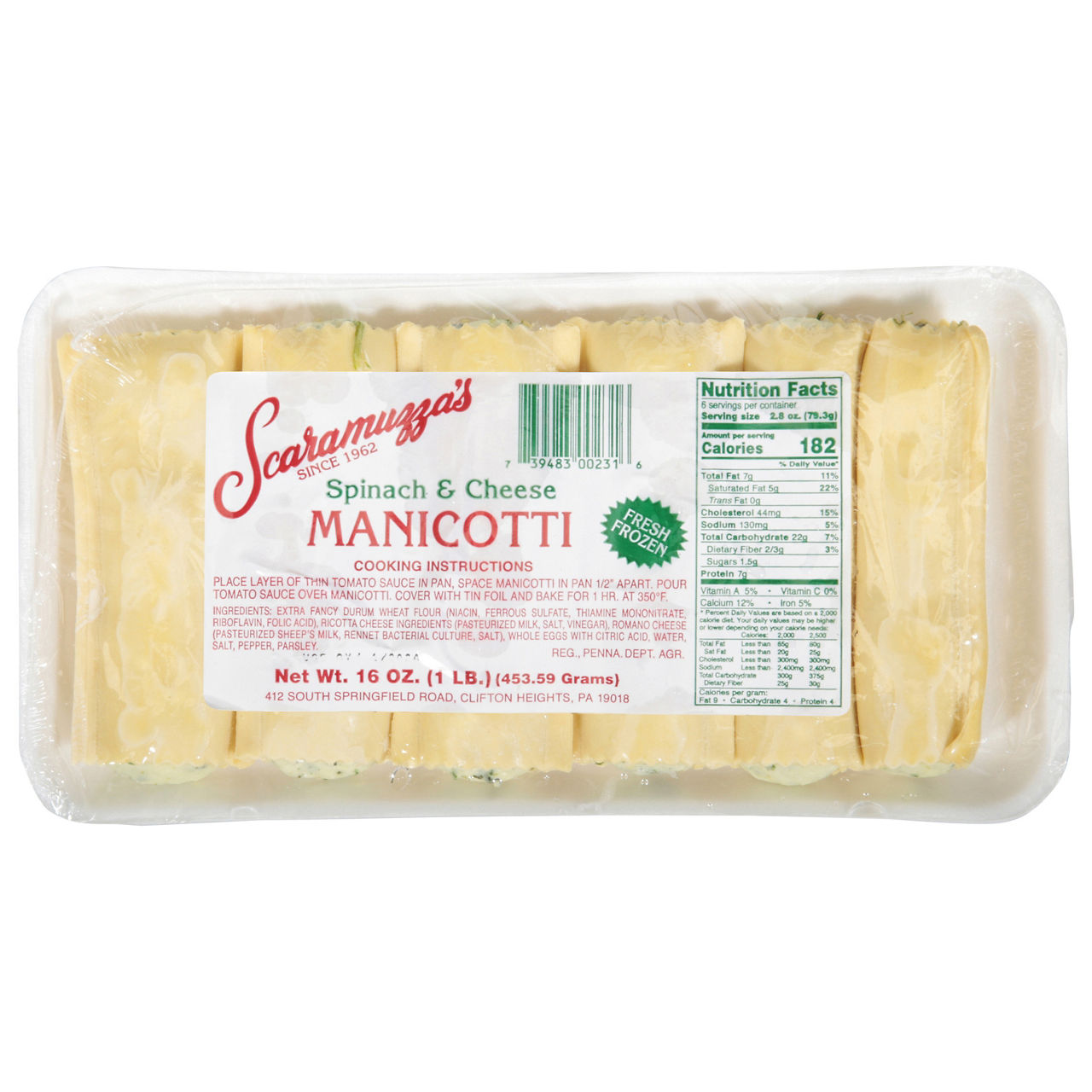 Scaramuzza's Manicotti, Spinach & Cheese | Wegmans