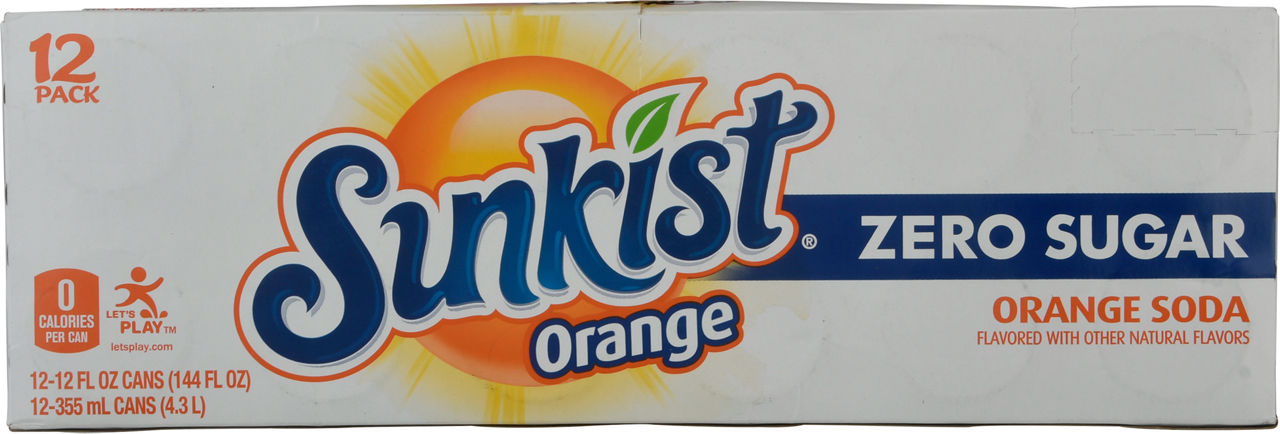 Sunkist Soda, Zero Sugar, Orange, 12 Pack | Wegmans
