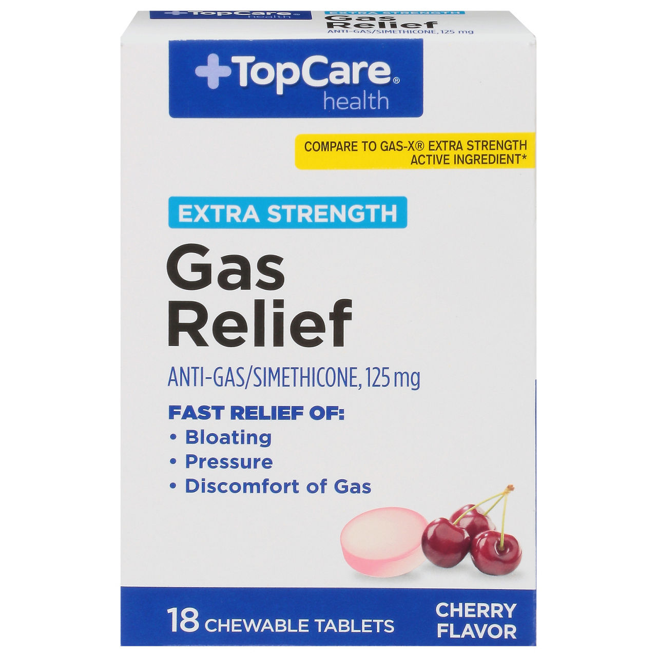 TopCare Health Gas Relief, Extra Strength, 125 mg, Chewable
