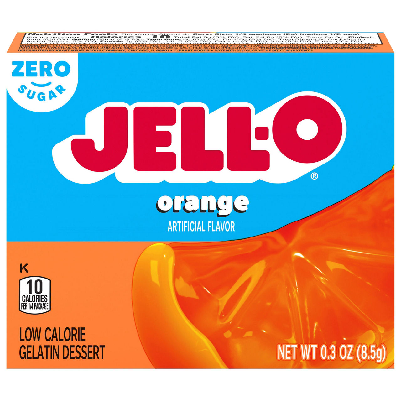 Jell-O Zero Sugar Low Calorie Orange Gelatin Dessert | Wegmans