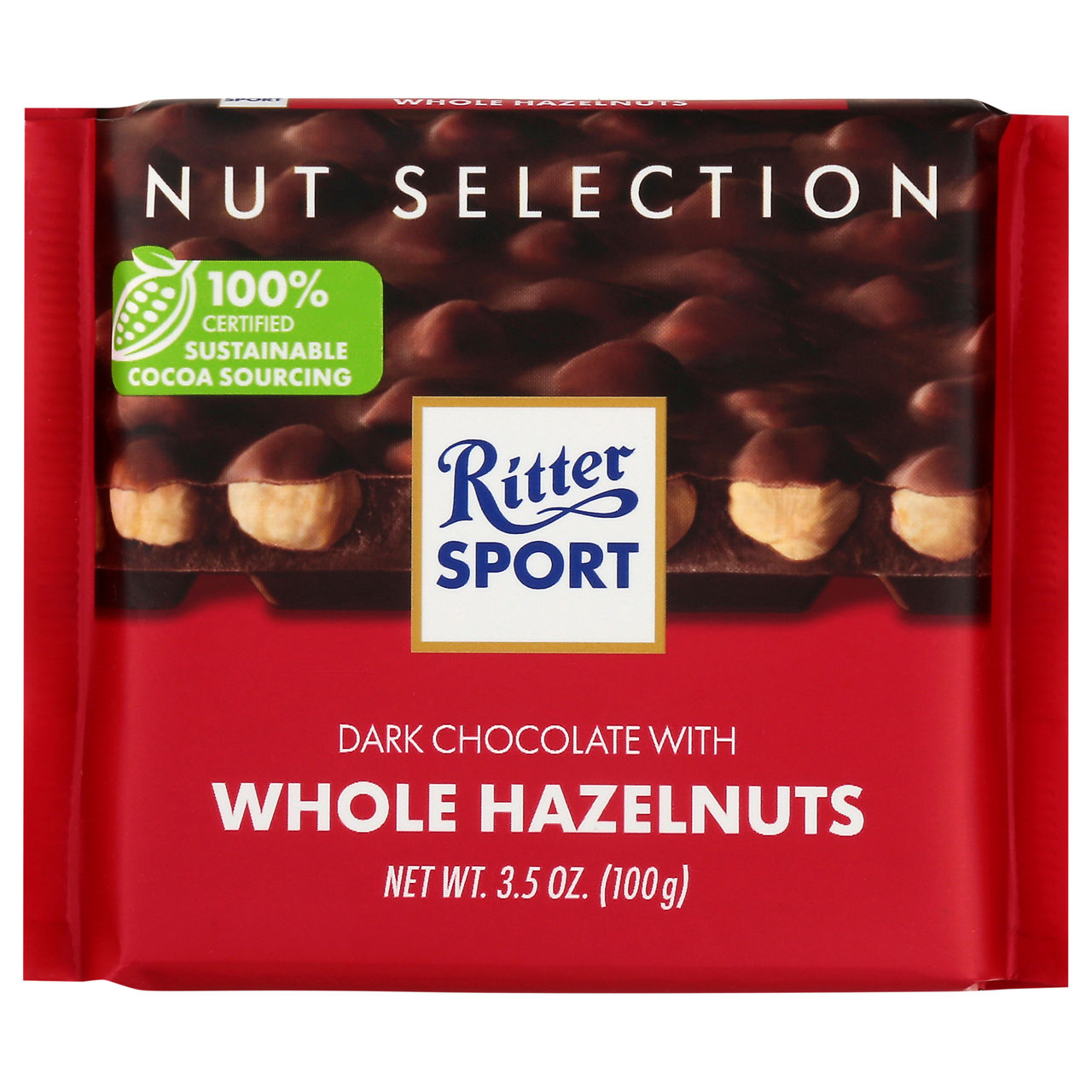 Ritter Sport Nut Selection Dark Chocolate with Whole Hazelnuts