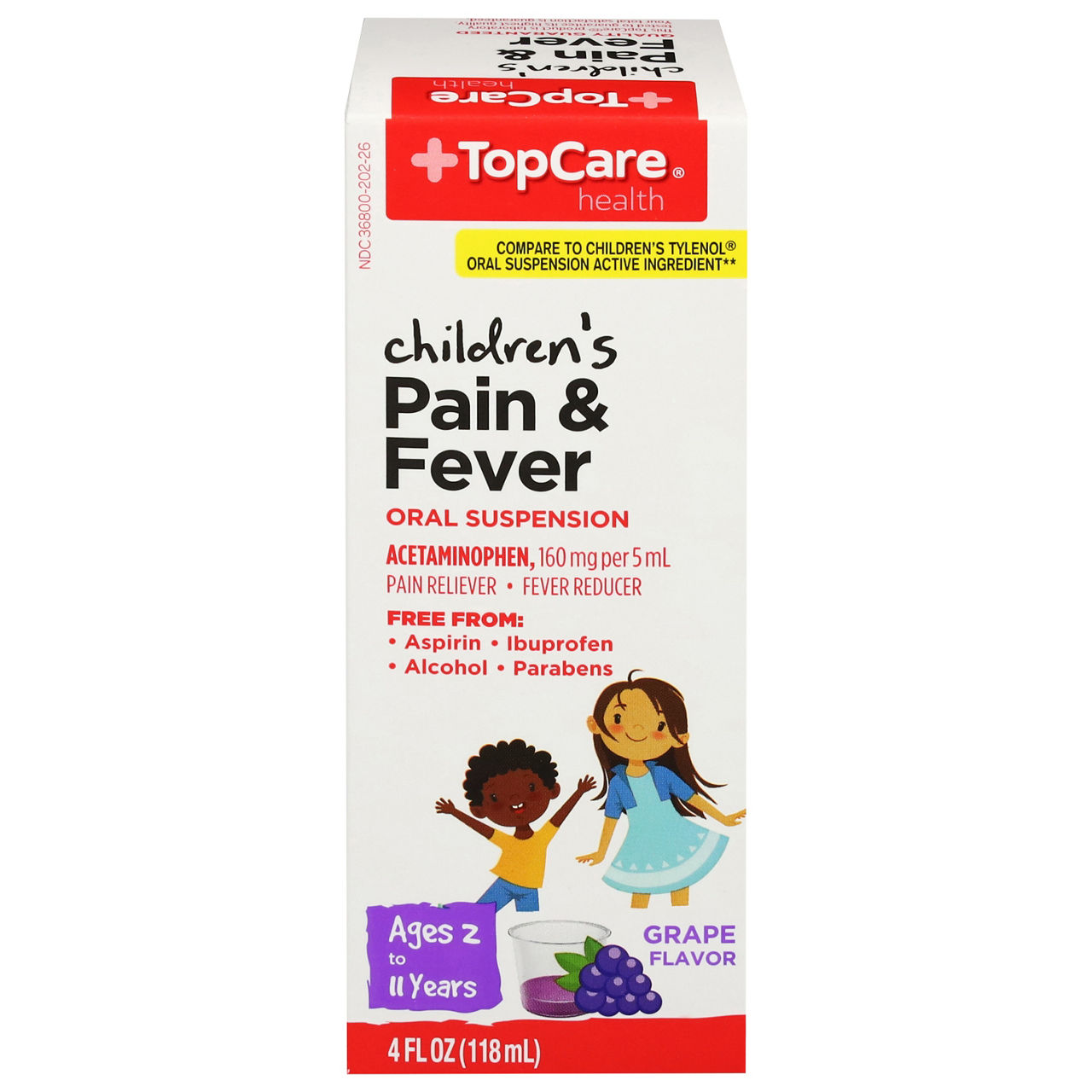 Tylenol Children's Grape Flavor 160 mg per 5 mL Pain + Fever | Wegmans