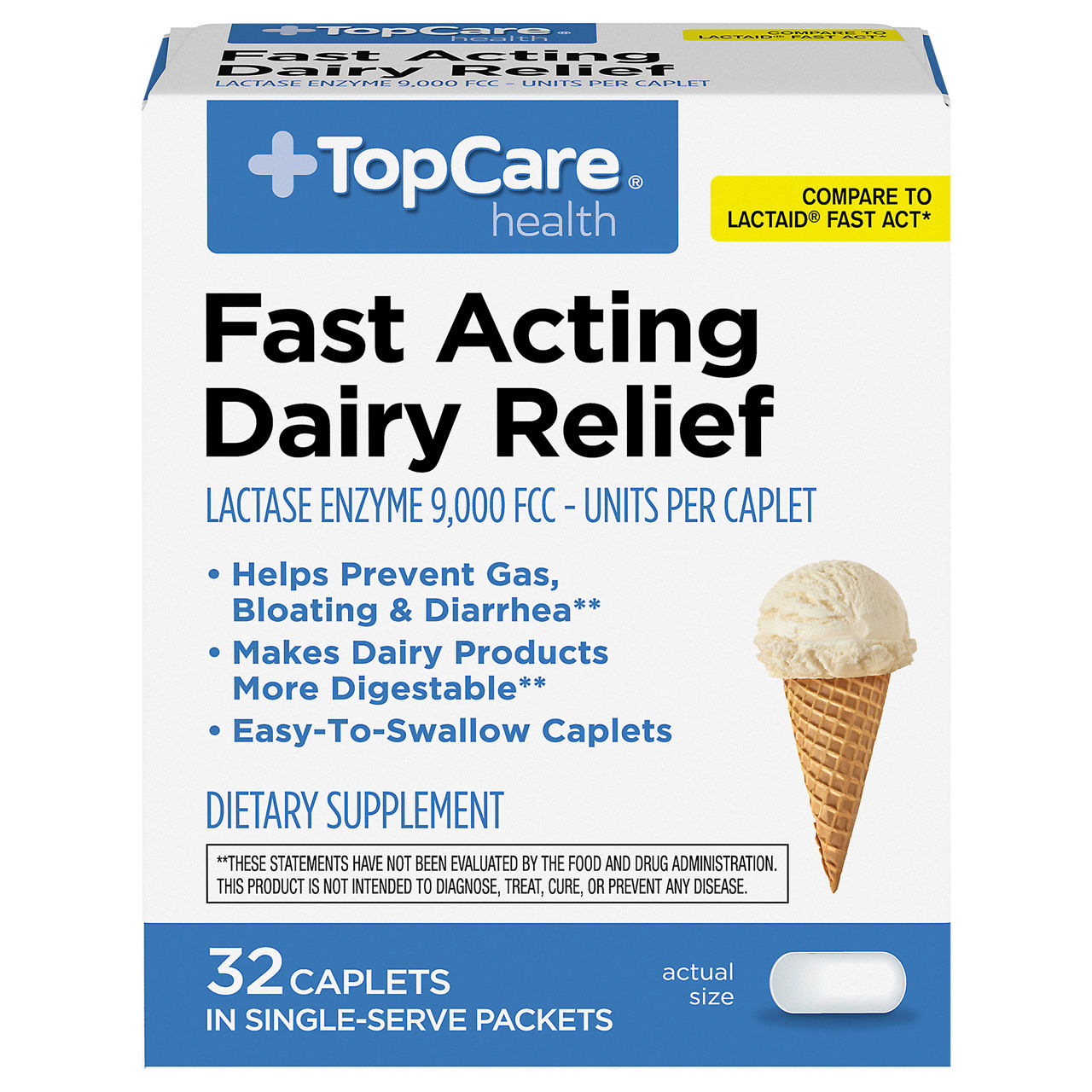 2 boxes Top Care Health fast acting dairy relief Lactase enzyme 32 capsules