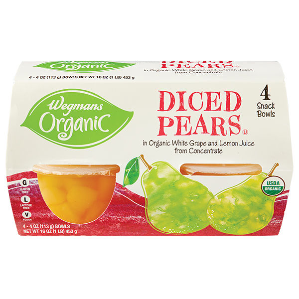 Wegmans Organic Diced Peaches & Pears, 4 Snack Bowls | Wegmans