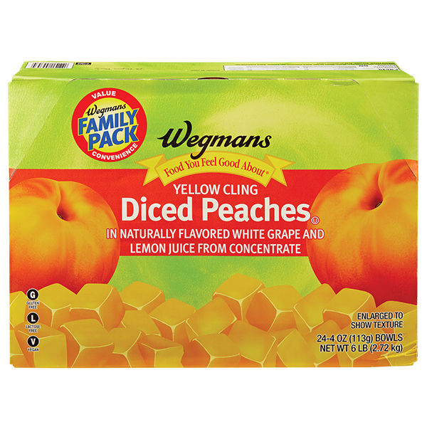 Wegmans Yellow Cling Diced Peaches, FAMILY PACK, 24 Bowls | Wegmans