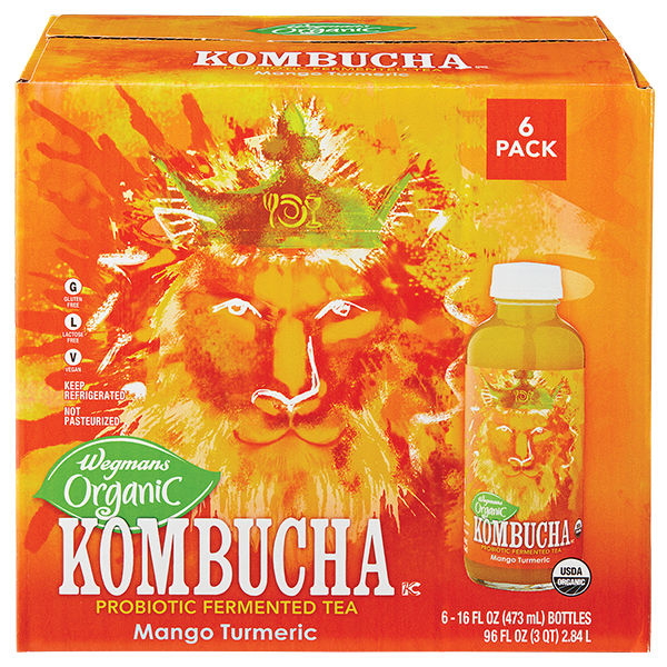 Wegmans Organic Mango Turmeric Kombucha, 6 Pack | Wegmans