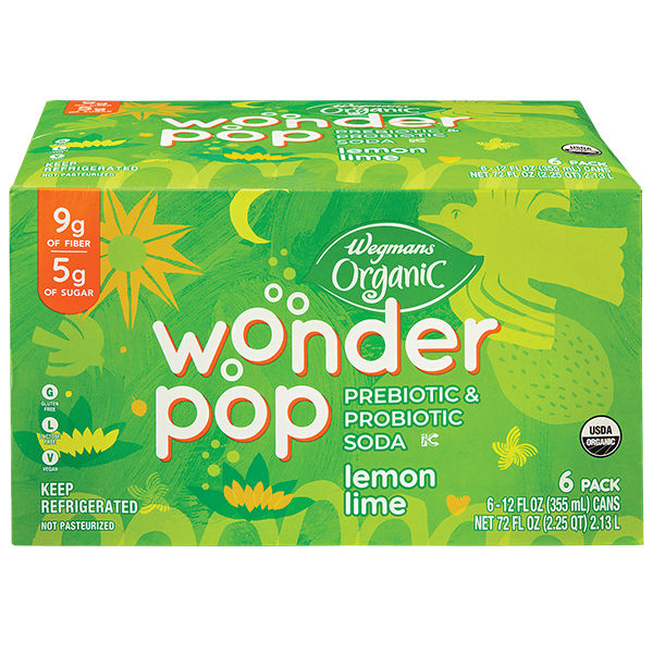 Wegmans Organic Wonder Pop Prebiotic & Probiotic Lemon Lime Soda