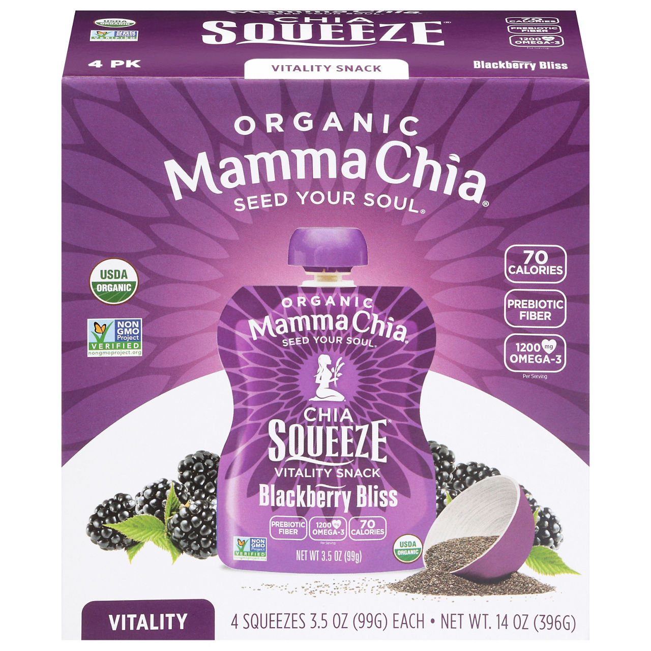 Mamma Chia Chia Squeeze Organic Blackberry Bliss Vitality Snack