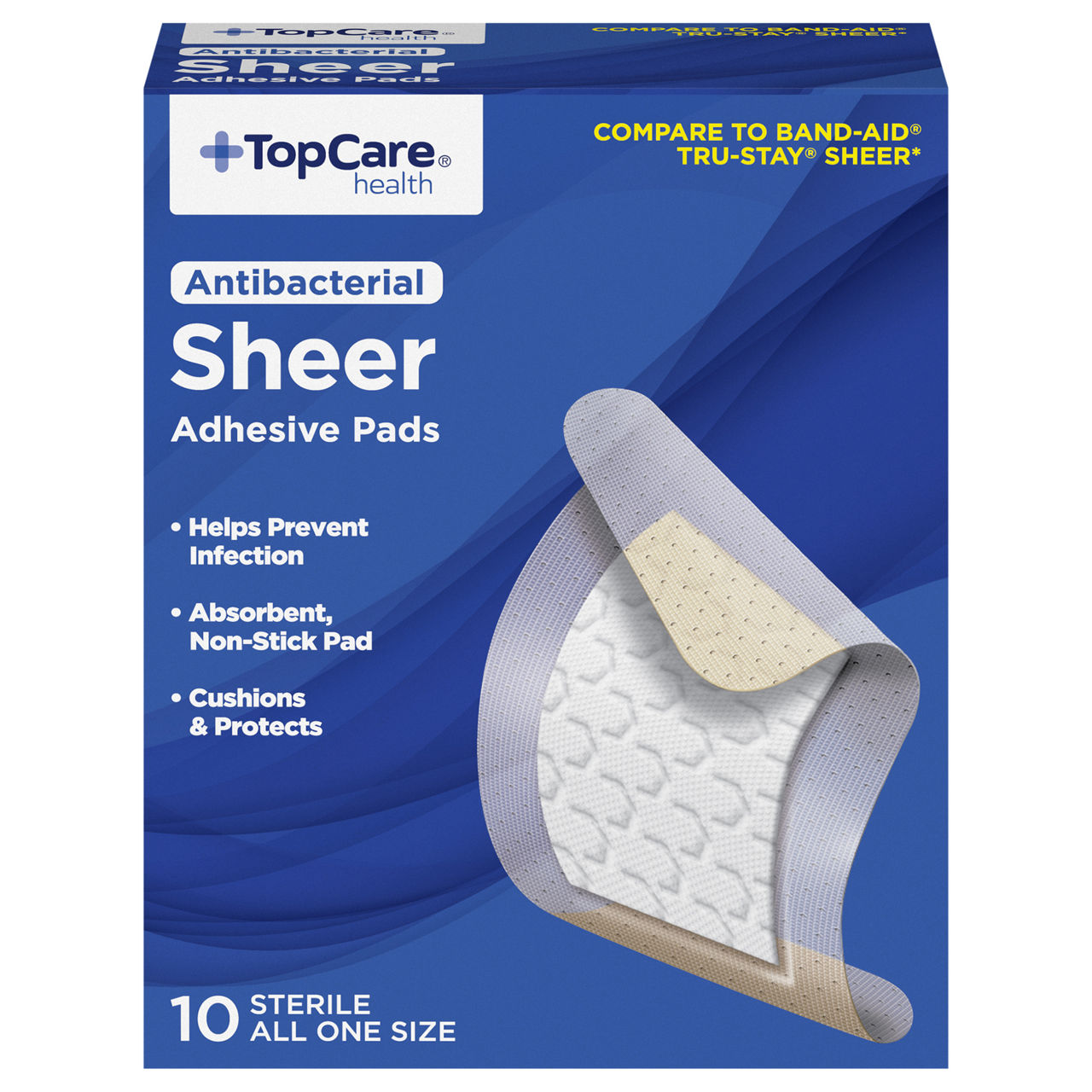 TopCare Health Antibacterial Sheer Large Adhesive Pads | Wegmans