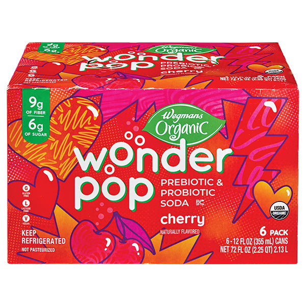 Wegmans Organic Wonder Pop Cherry Prebiotic & Probiotic Soda 6