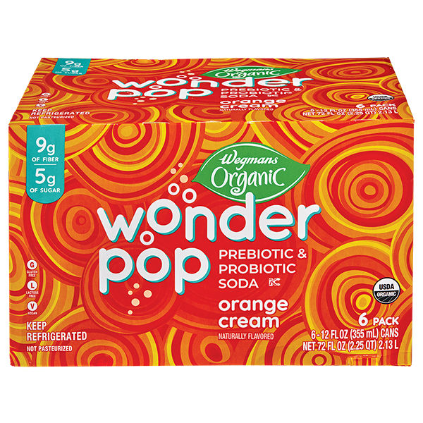 Wegmans Organic Wonder Pop Orange Cream Prebiotic & Probiotic Soda