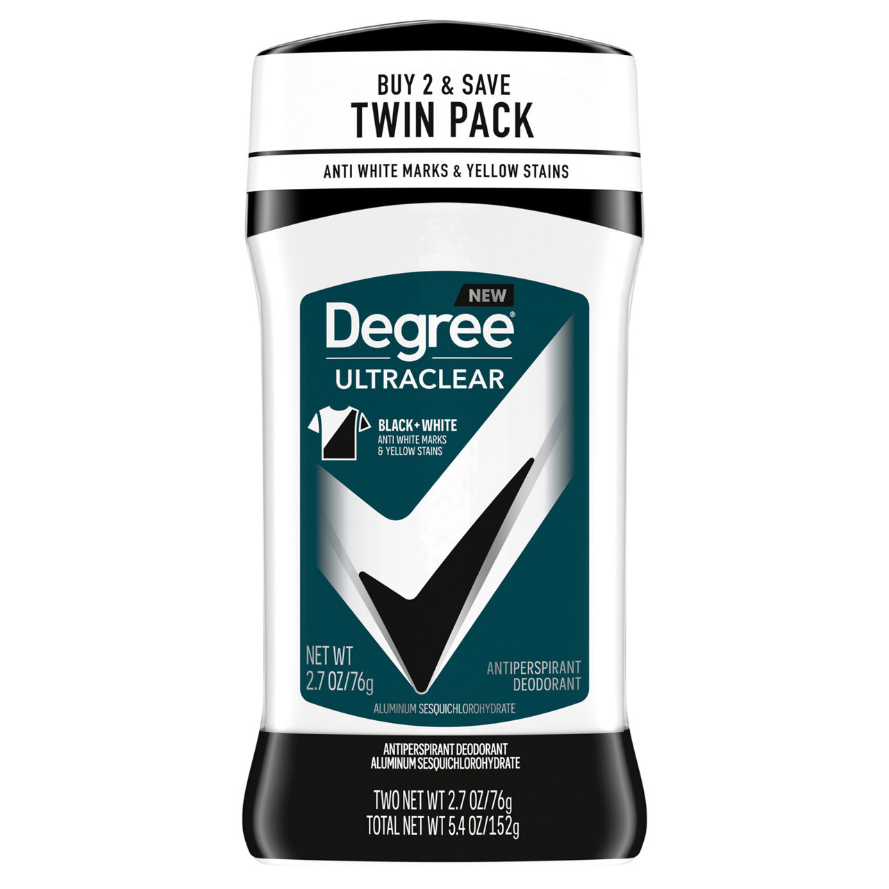 Degree UltraClear Antiperspirant Deodorant, Black + White, Twin