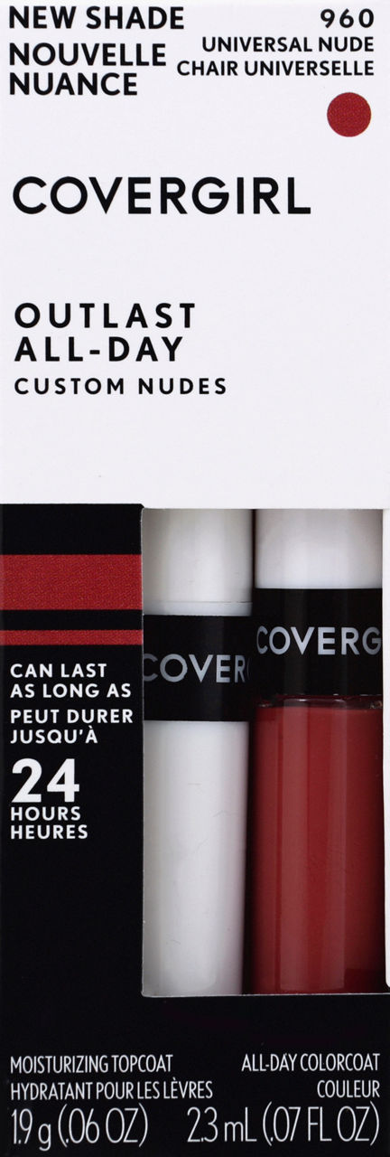 CoverGirl Outlast All-Day Lip Color, with Top Coat, Custom Nudes