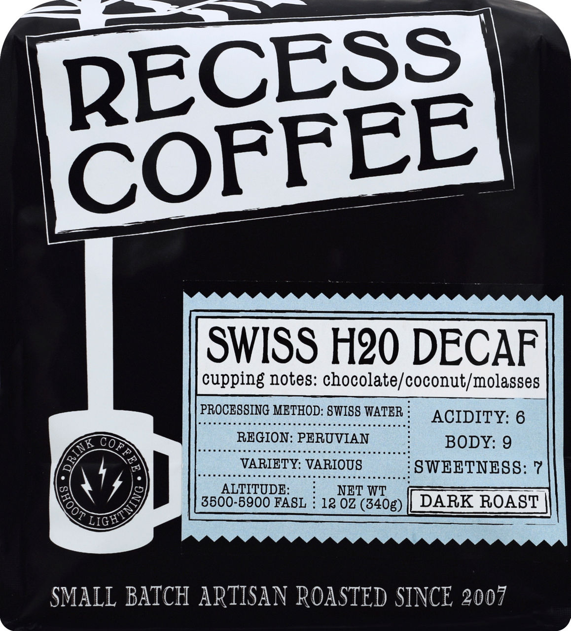 Recess Coffee Coffee, Dark Roast, Swiss H2O, Decaf | Wegmans