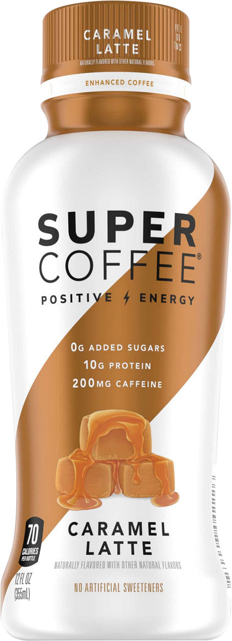 Super Coffee Enhanced Coffee, Enhanced, Caramel Latte, Positive