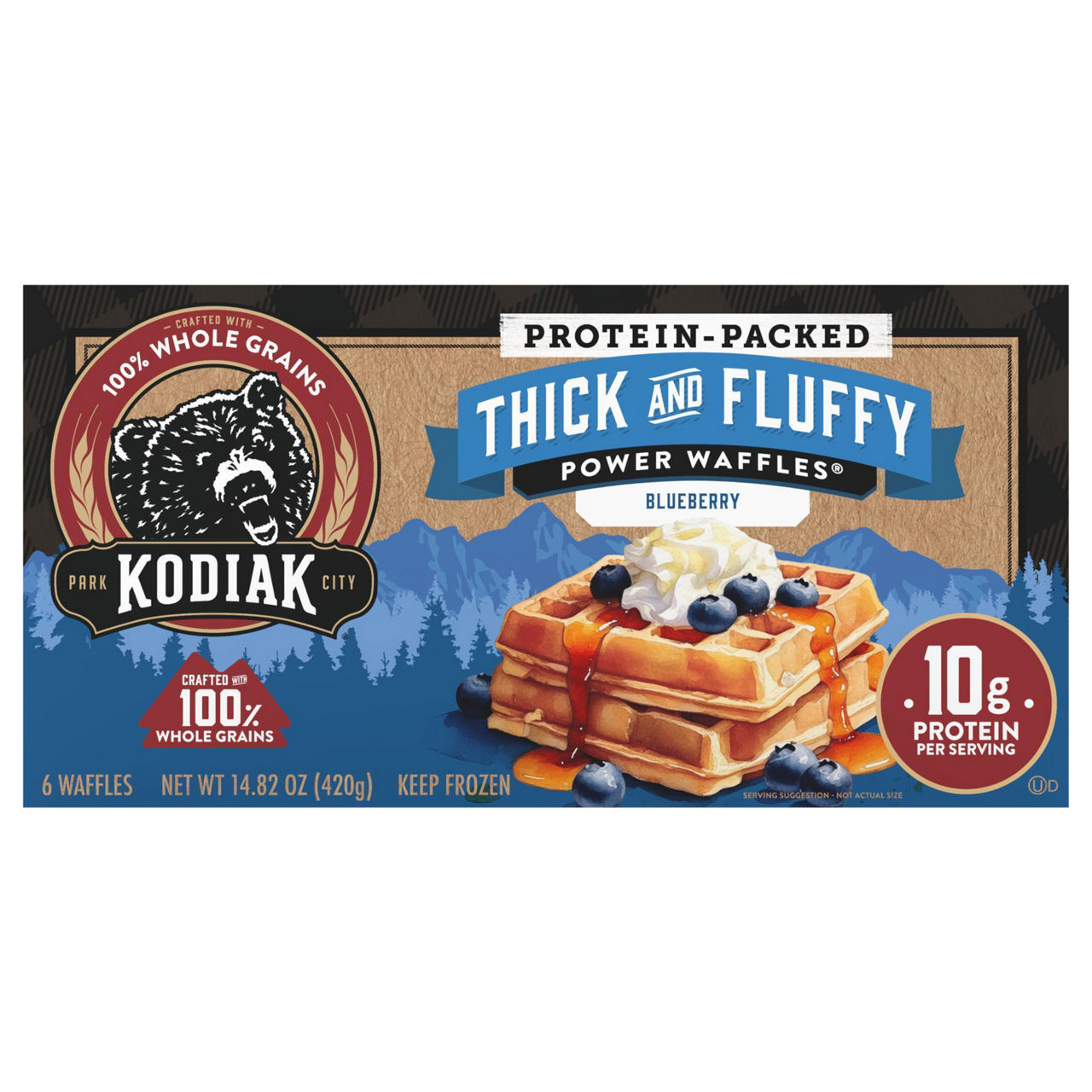 Kodiak Protein-Packed Thick and Fluffy Blueberry Power Waffles