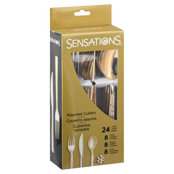 Sensations Cutlery Set, Assorted, Hammered, Gold Metallic | Wegmans
