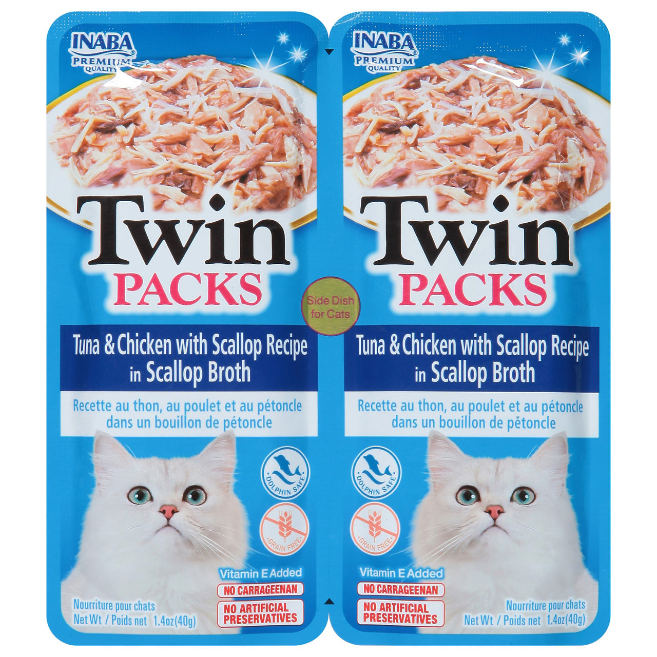 Inaba Side Dish for Cats, Tuna & Chicken with Scallop Recipe, Twin