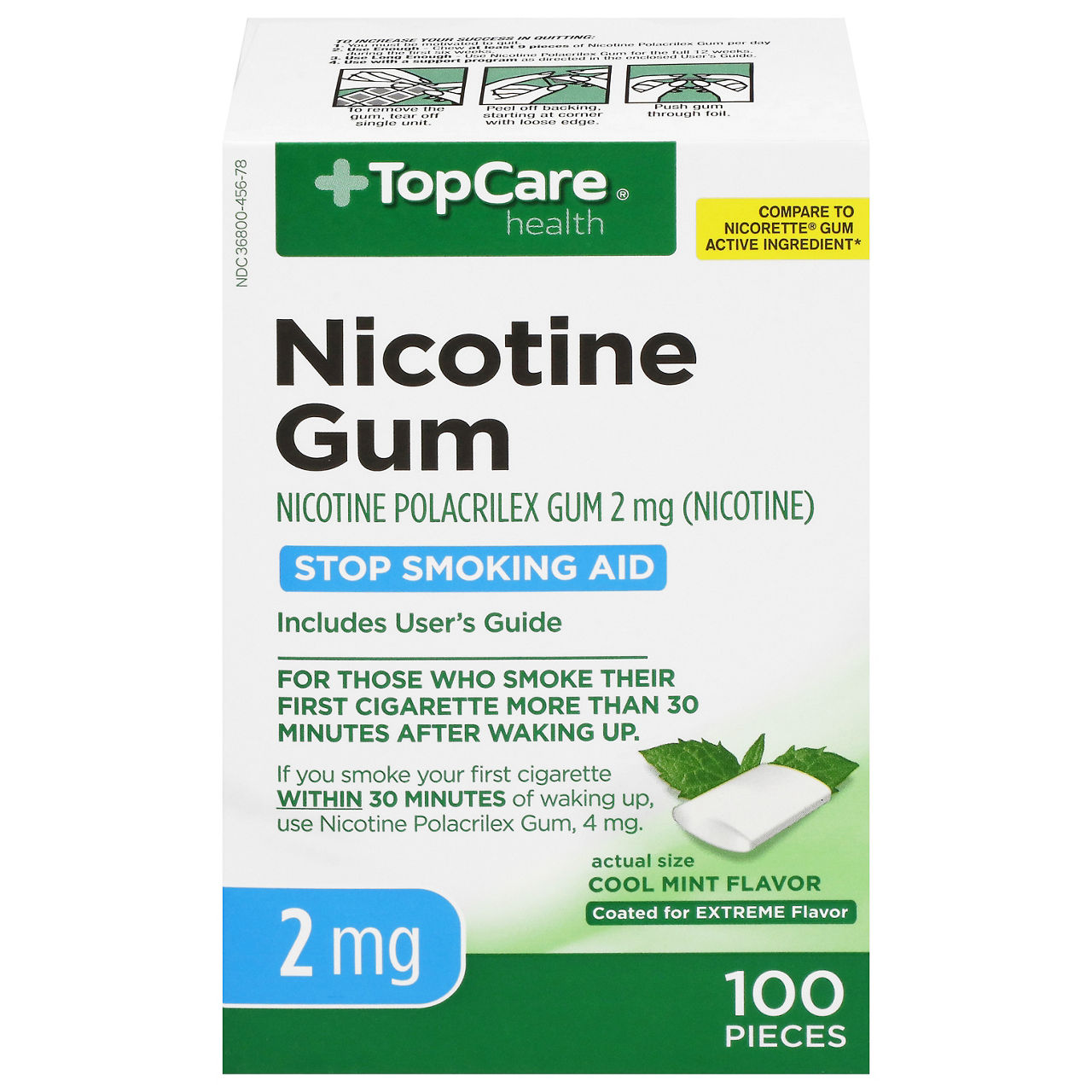 cigarette mg TopCare Health Stop Smoking Aid Cool Mint Flavor 2 mg Nicotine Gum