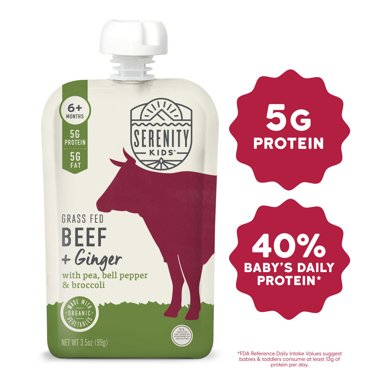 Serenity Kids Fee-range pork, savory veggies, and olive oil for a