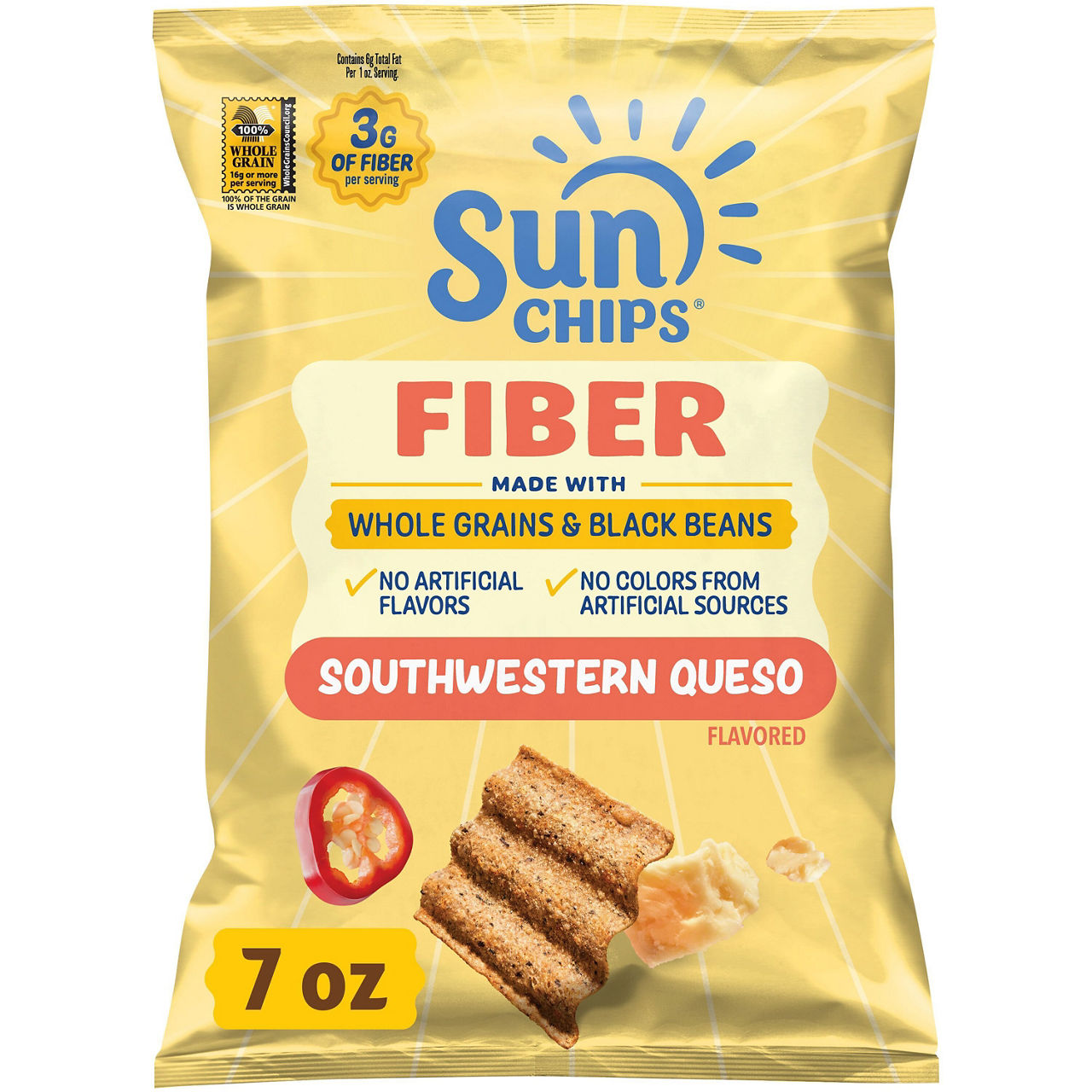 SunChips Whole Grain And Black Bean Snacks Southwestern Queso