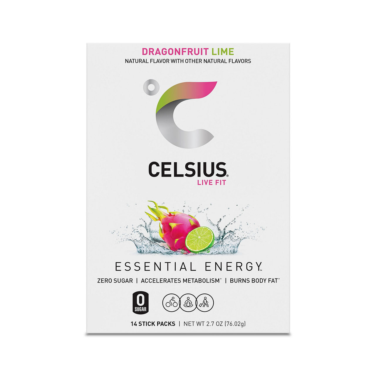 CELSIUS On The Go Energy Drink Mix, Dragonfruit Lime Powder Sticks