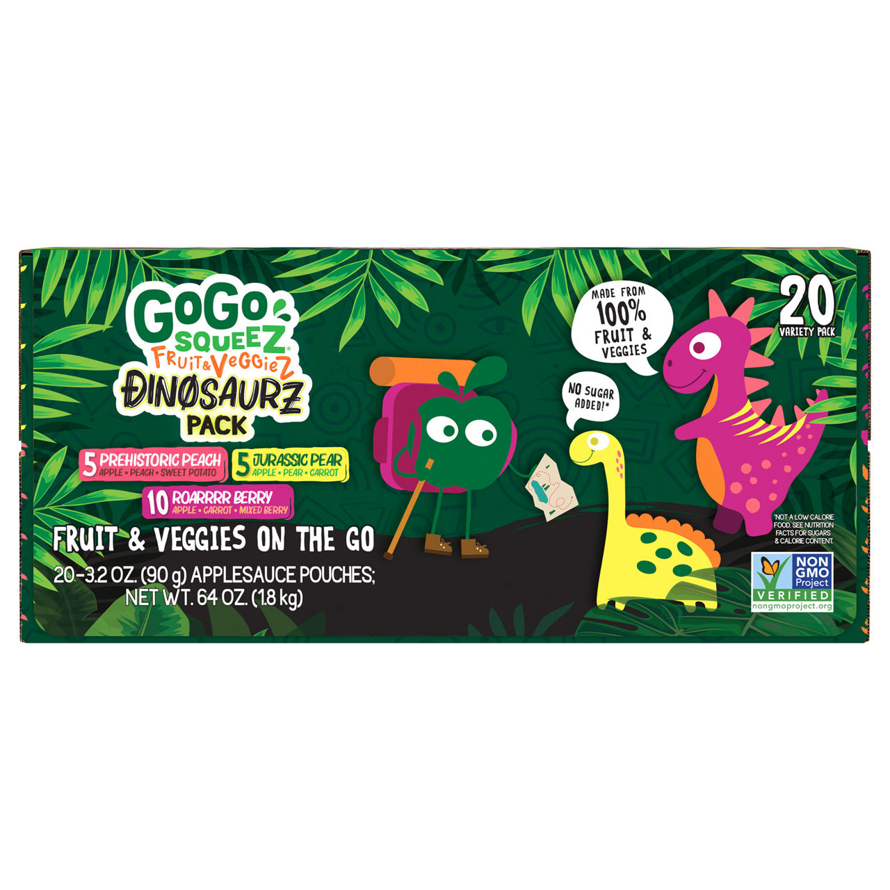 GoGo Squeez Fruit & Veggies On the Go, Dinosaurz Pack, Variety