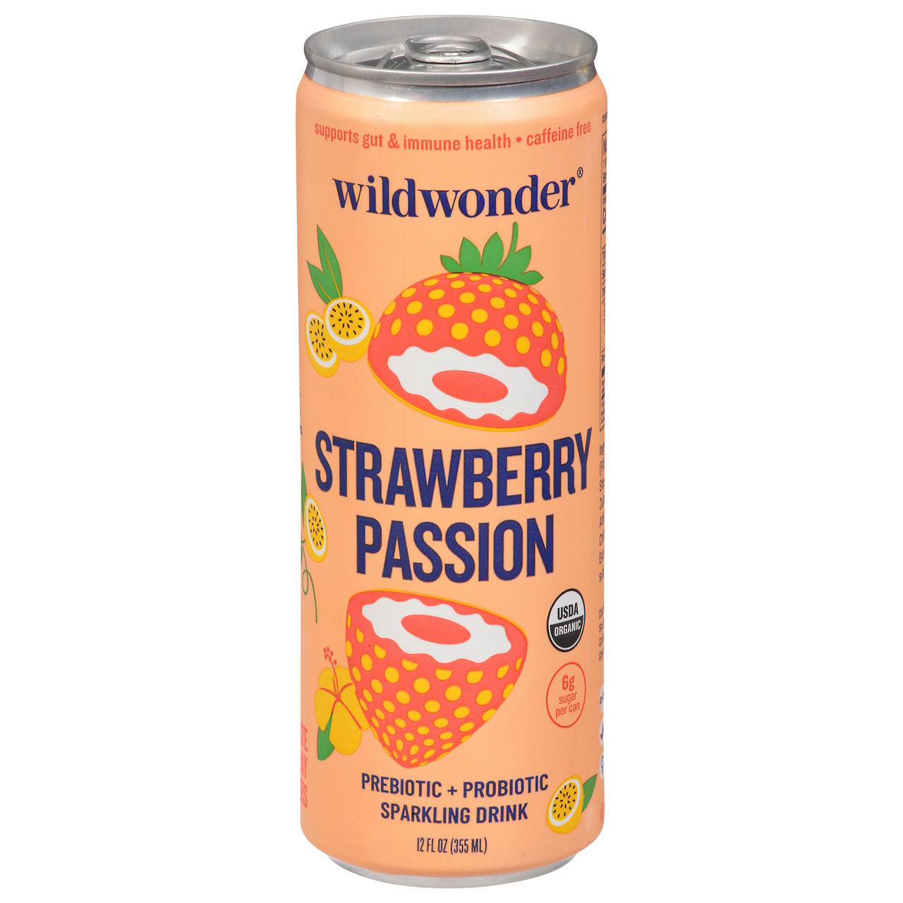 Wildwonder Sparkling Drink, Prebiotic + Probiotic, Strawberry