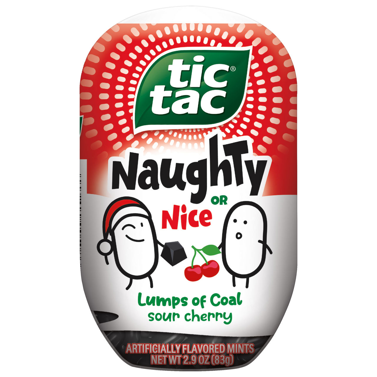 Tic Tac Naughty or Nice Lumps Of Coal Sour Cherry Fresh mints