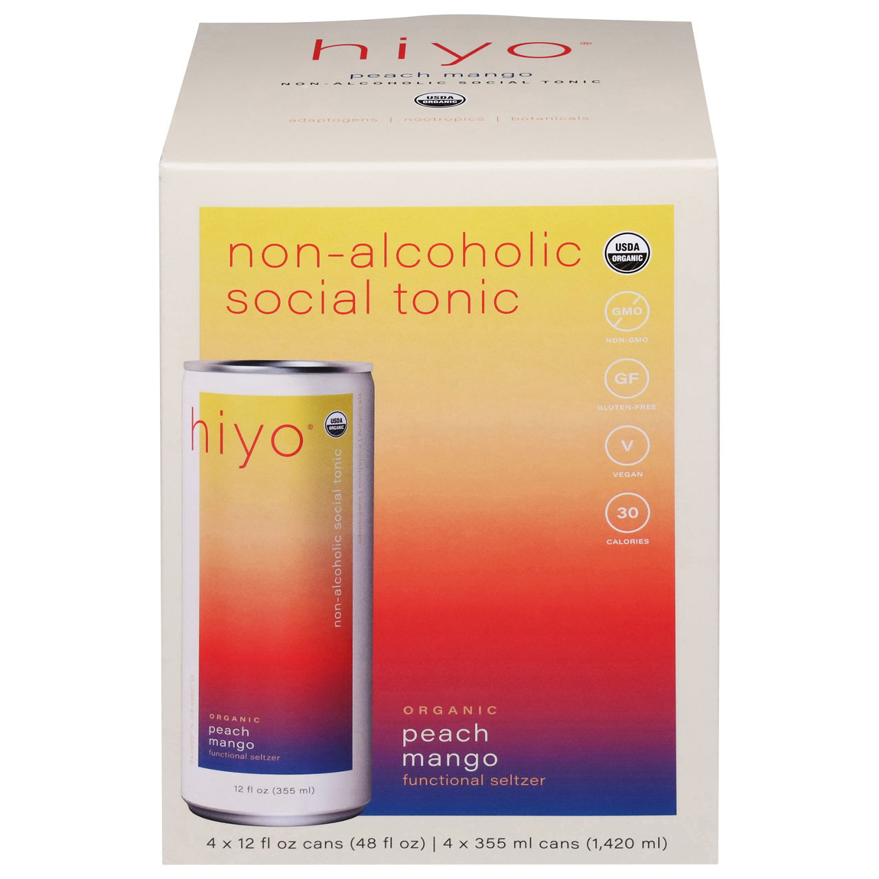 Hiyo Functional Seltzer, Organic, Peach Mango | Wegmans