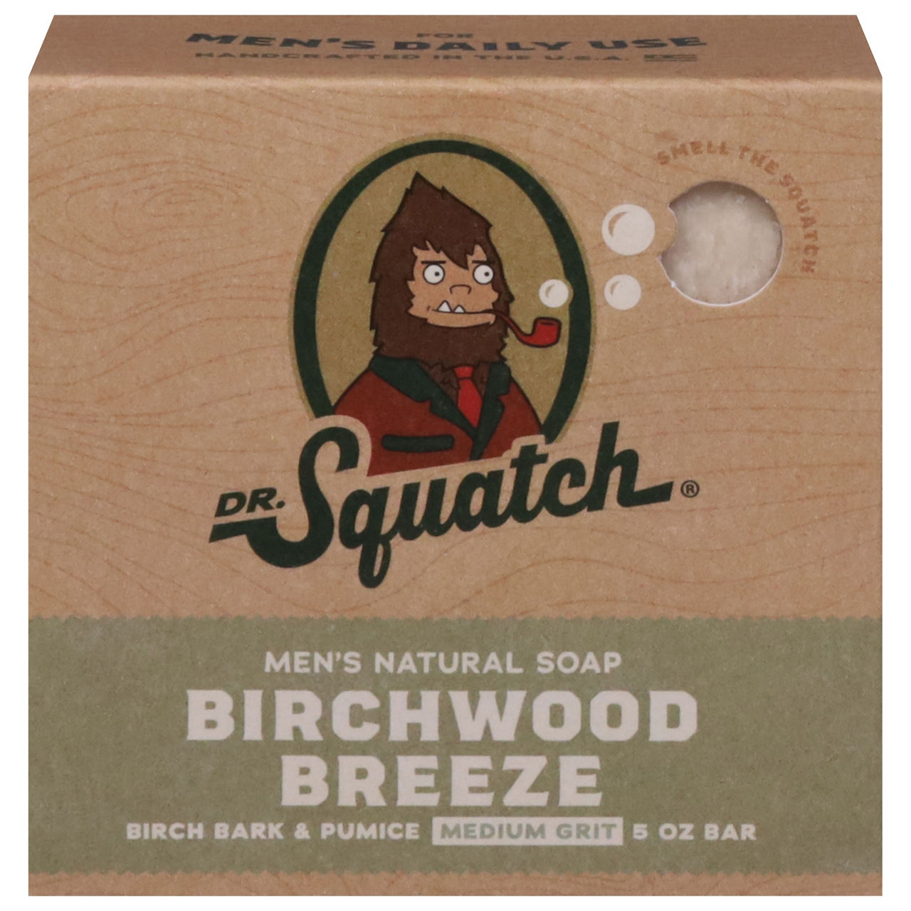 Dr. Squatch Soap, Birchwood Breeze, Men's Natural, Medium Grit