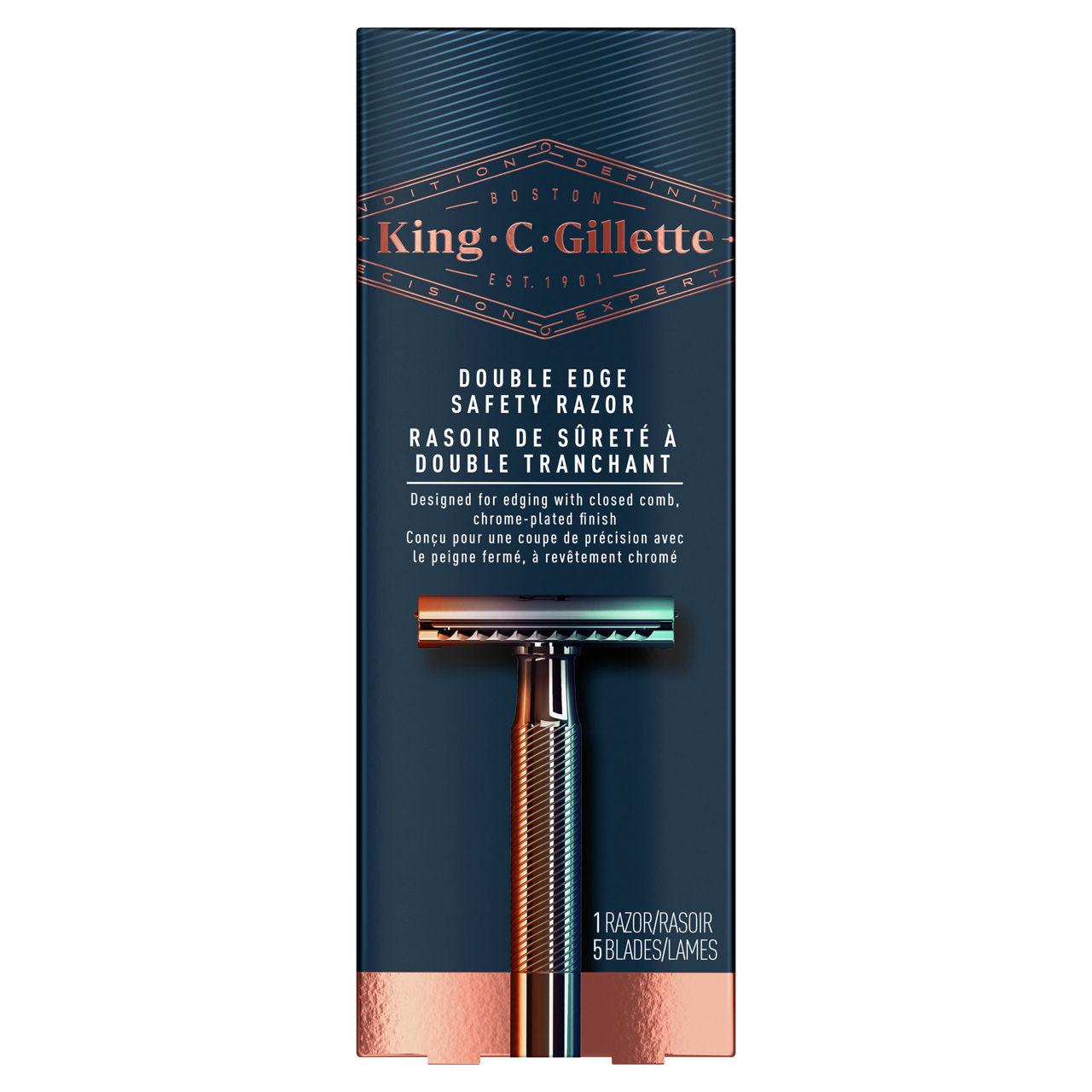 Gillette Double Edge Safety Razor Handle with 5 Double Edge blades