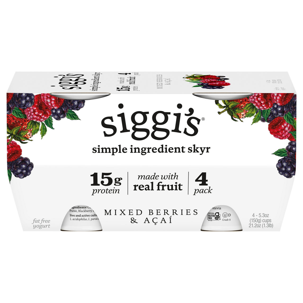 Siggi's Fat Free Mixed Berries & Acai Yogurt | Wegmans