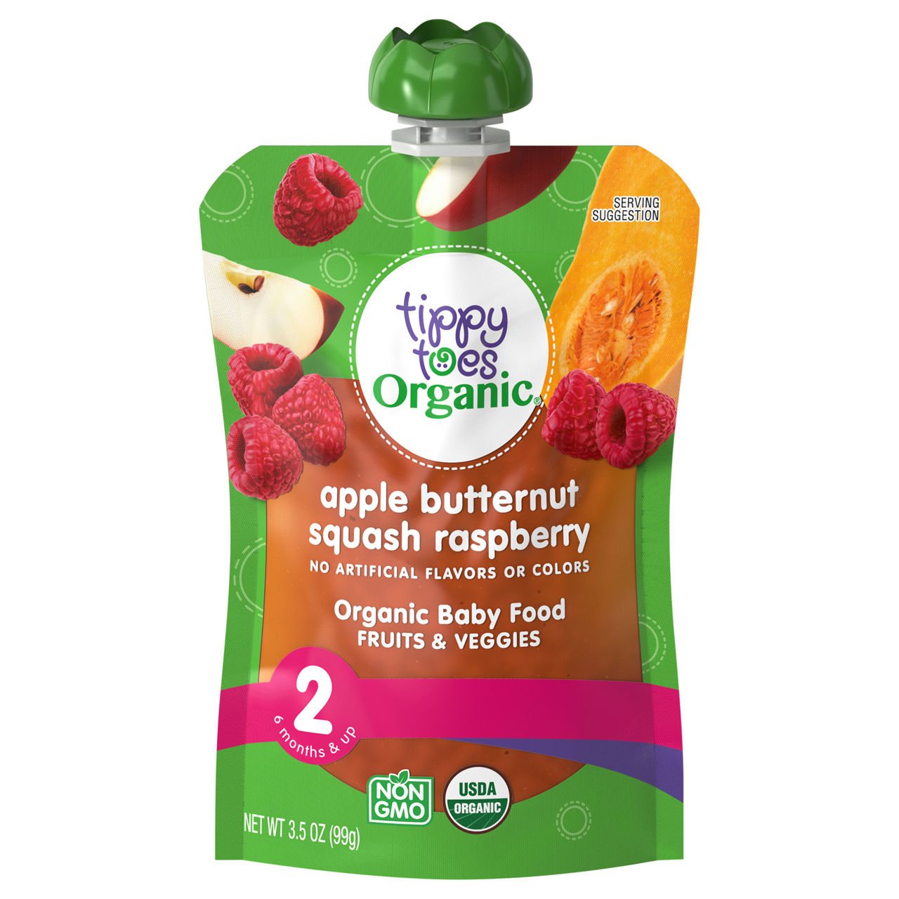 Tippy Toes Organic Baby Food, Apple Butternut Squash Raspberry, 2