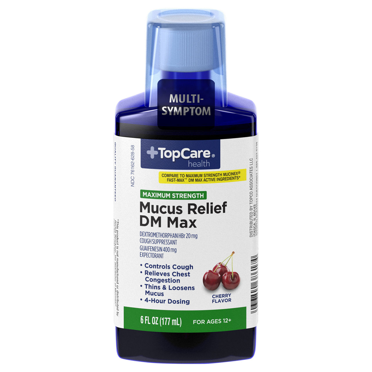 TopCare Health Mucus Relief DM Max, Maximum Strength, Cherry