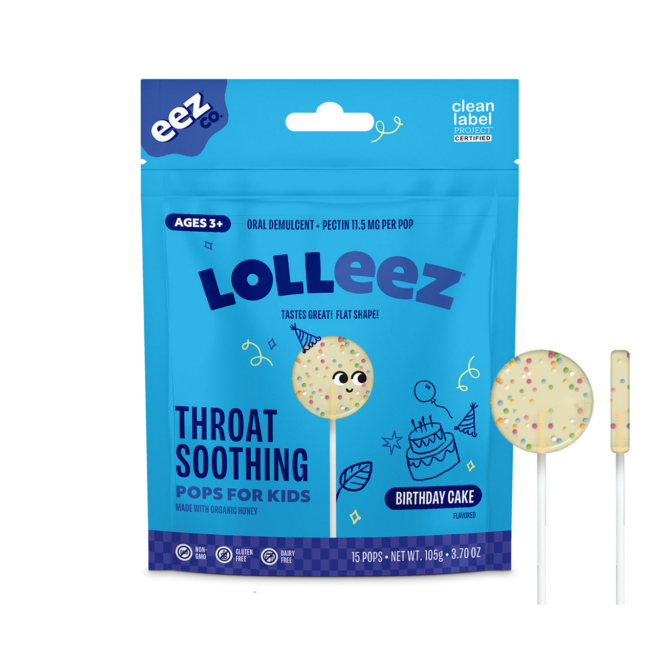 ◯kek Lolleez EEZ Throat Soothing Pops for Kids, Birthday Cake | Wegmans