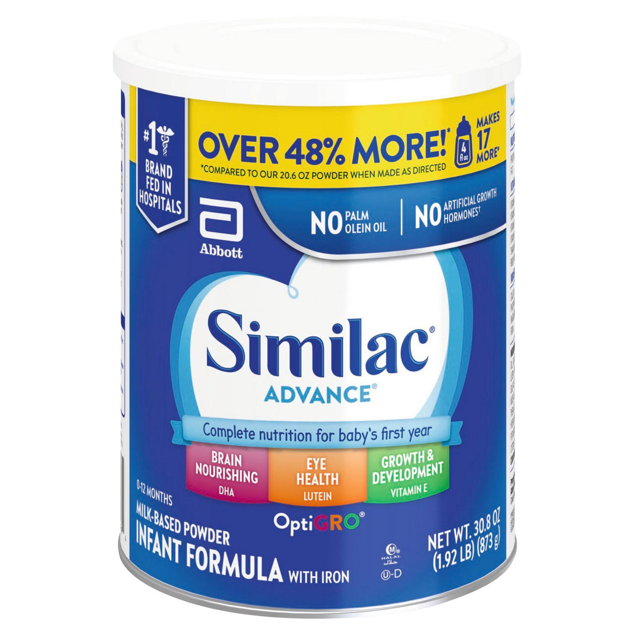 Similac Advance Infant Formula, OptiGro, Milk-Based Powder, 0-12 Months ...