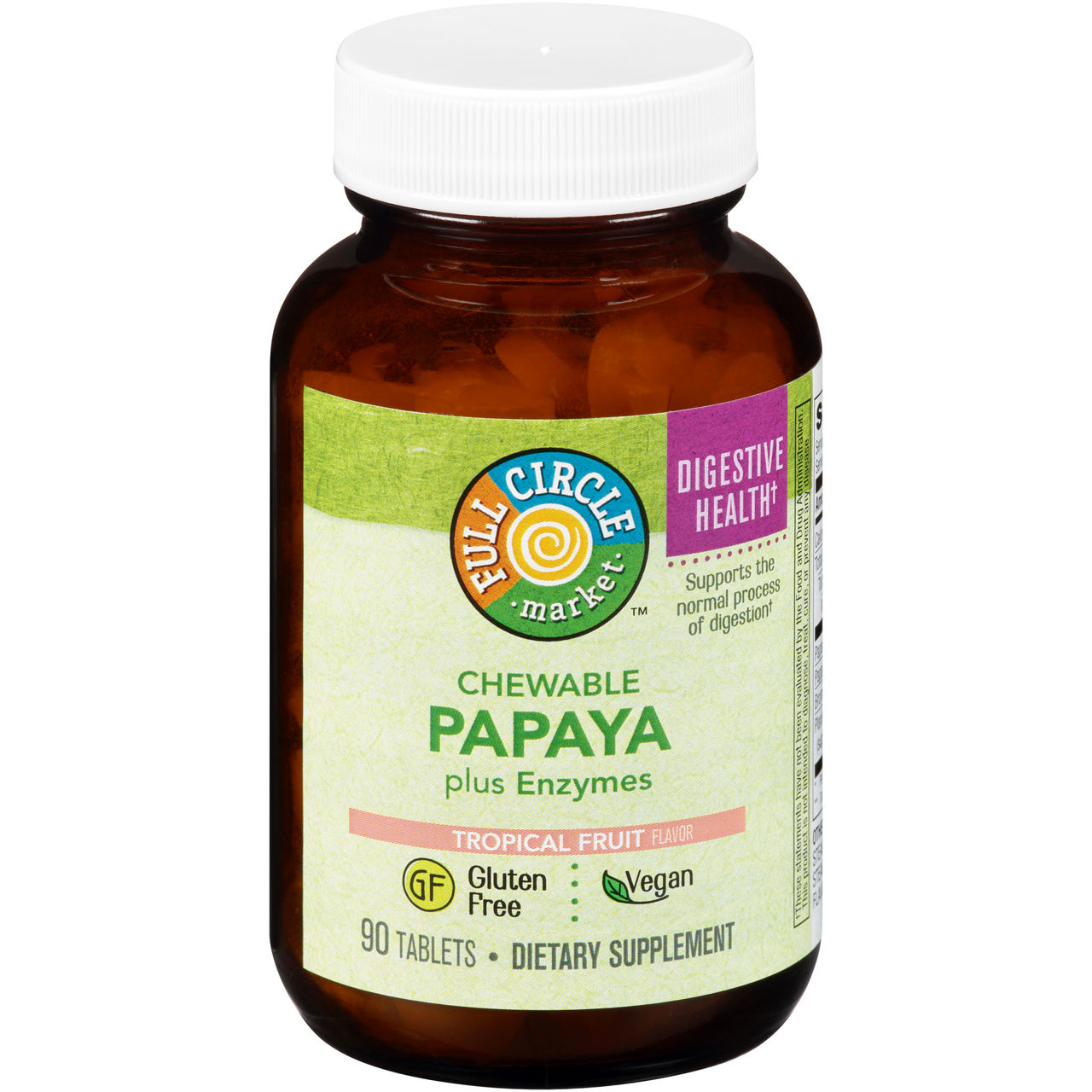Full Circle Market Chewable Papaya Plus Enzymes, Tropical Fruit