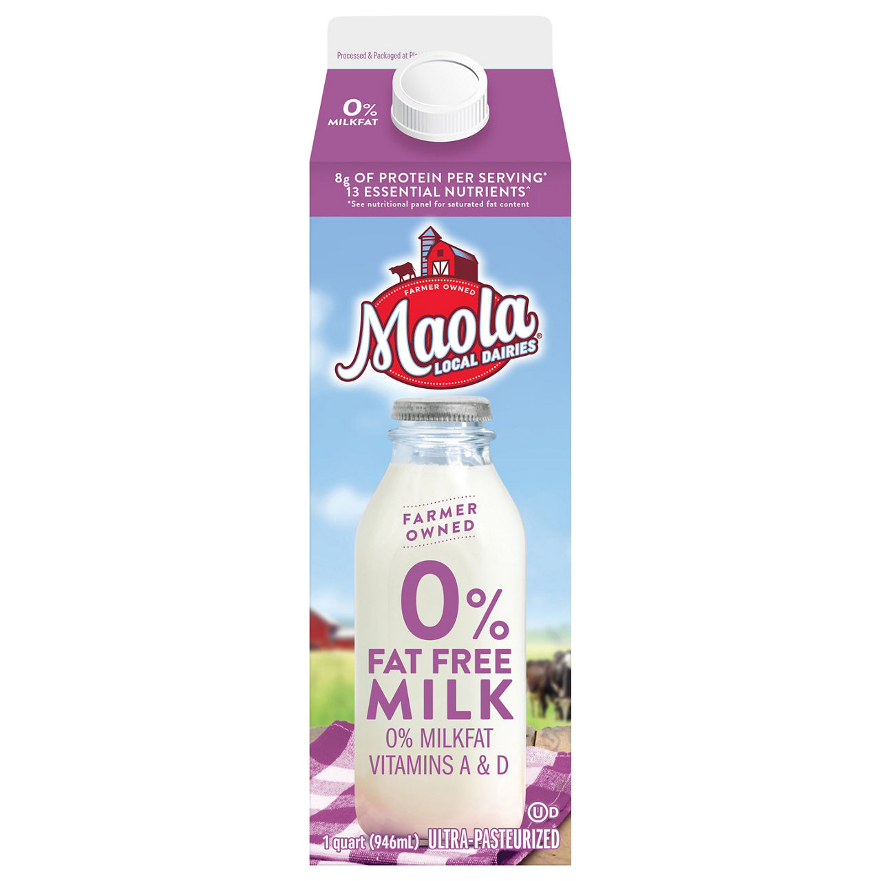 milk Maola Fat Free Milk Quart, Ultra-Pasteurized | Wegmans