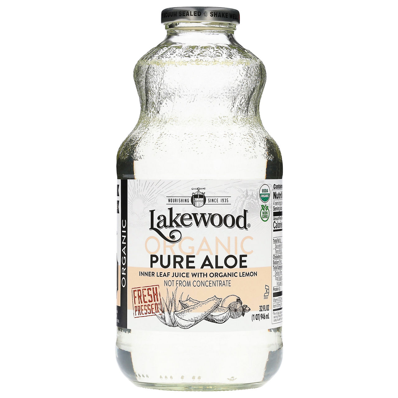Lakewood Organic Inner Leaf Pure Aloe Juice with Organic Lemon