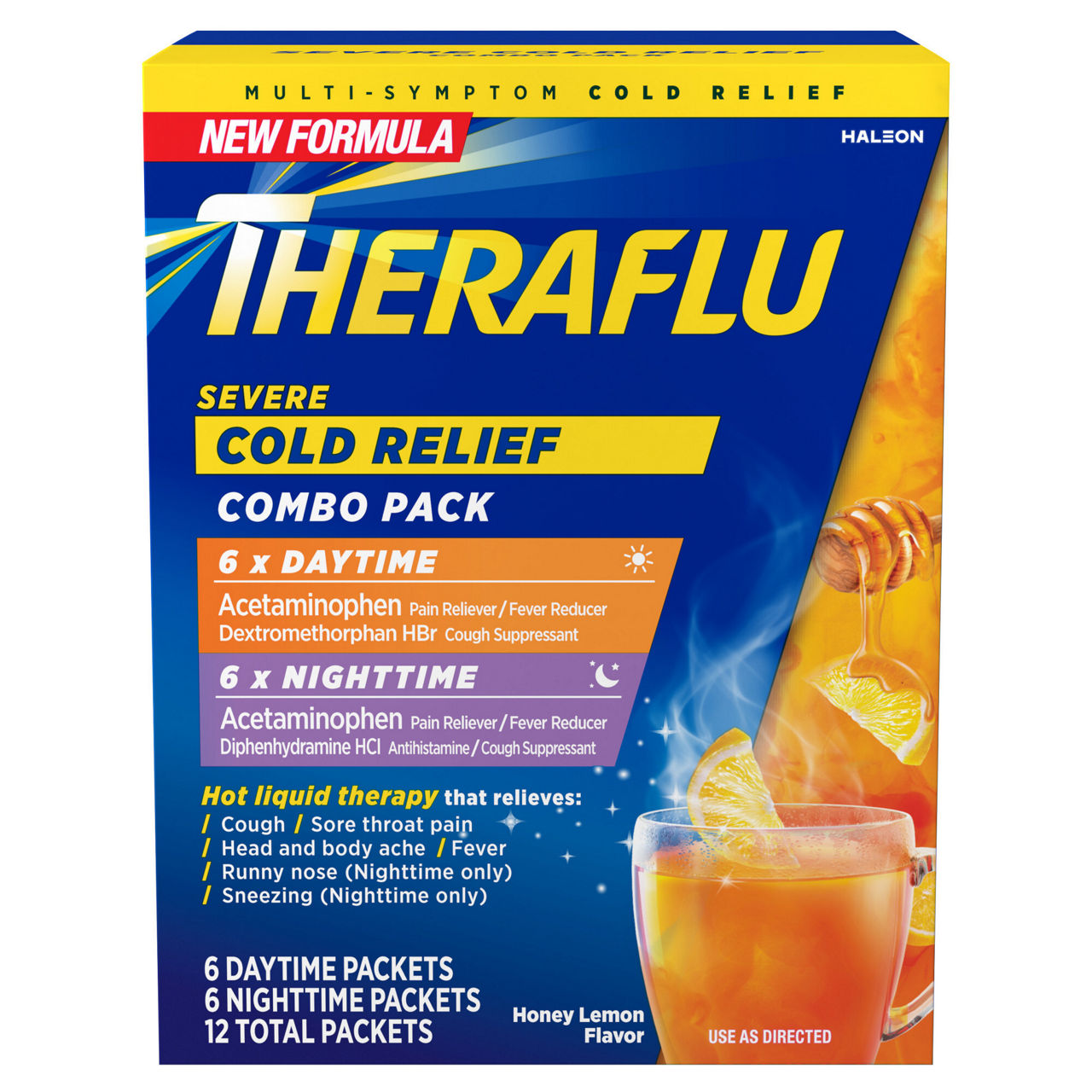 Theraflu Daytime and Nighttime Powder, Honey Lemon Flavor | Wegmans