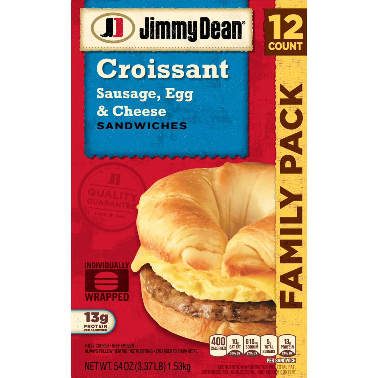 Jimmy Dean Croissant Breakfast Sandwiches with Sausage, Egg, and 
