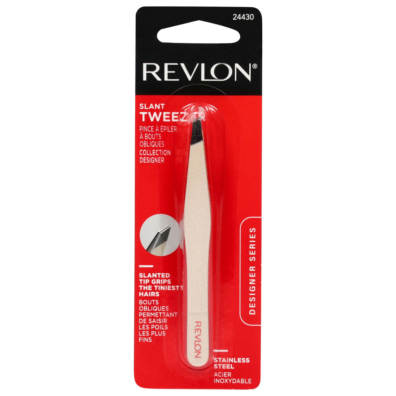 Revlon Designer Series Slant & Point Tweezers, Stainless Steel